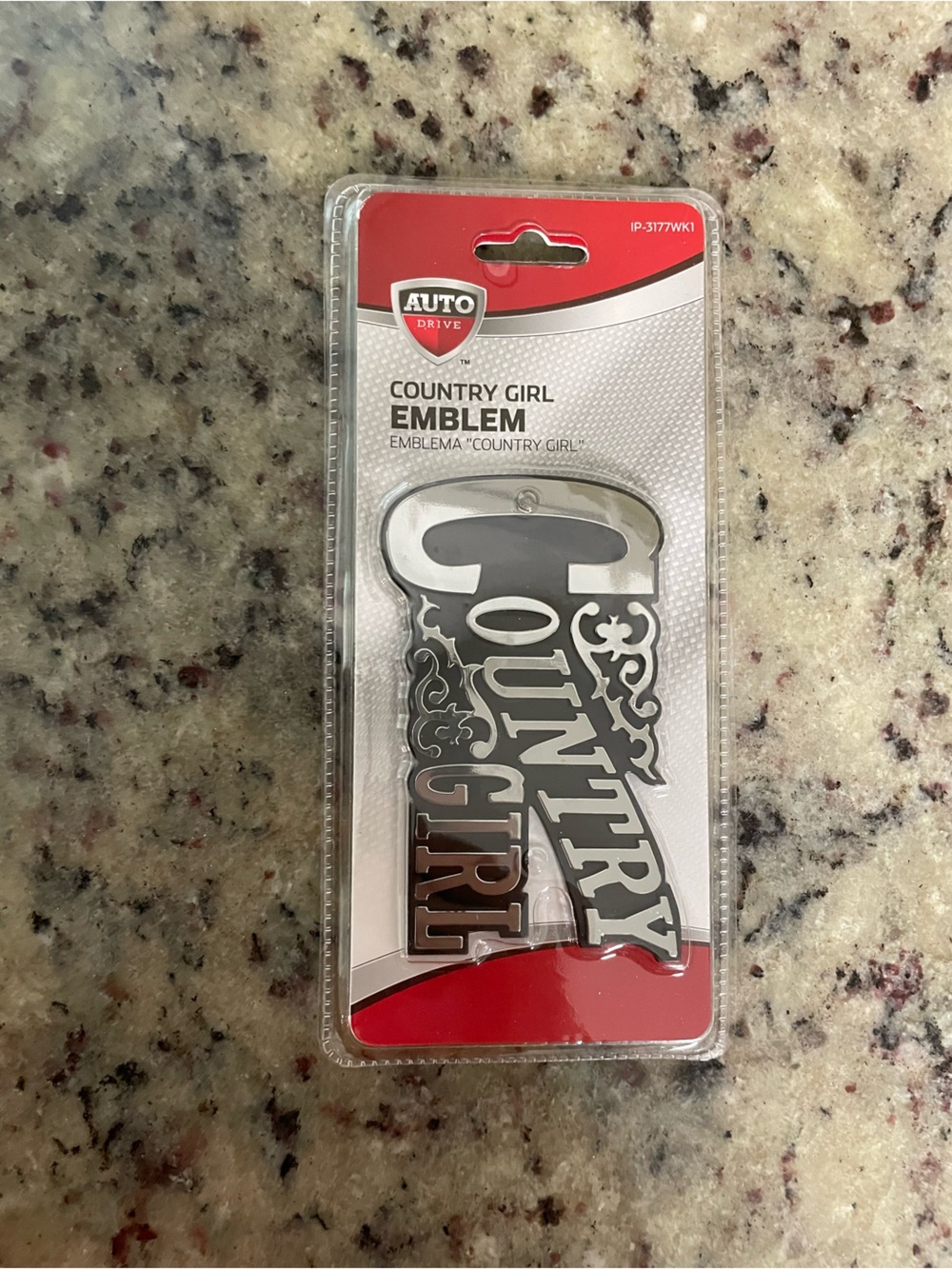 AUTO DRIVE "Country Girl" Chrome Emblem - Silver vehicle decal accessory gift